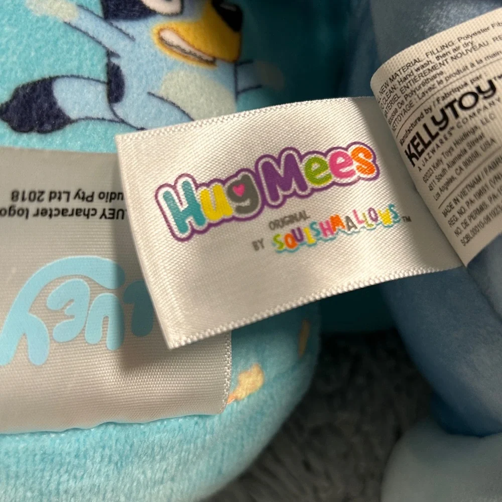 2-Piece Set Bluey Pillow and Plush Bundle -soft Kids toys. Blue and White.